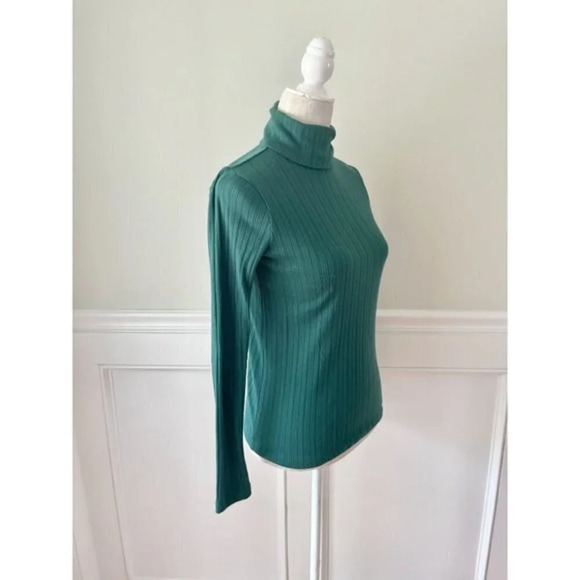 J. Crew Academic Green Ribbed Turtleneck Top Sweater XS - Picture 2 of 4